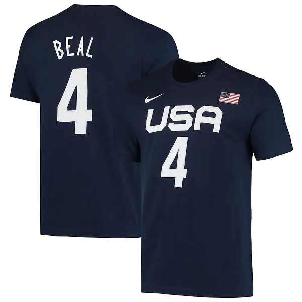 Men's Team USA #4 Bradley Beal Navy T-Shirt(Run Small)